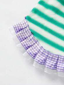 PETSIN Haustier grün gestreiftes St. Patrick's Day lila Rüschen T-Shirt