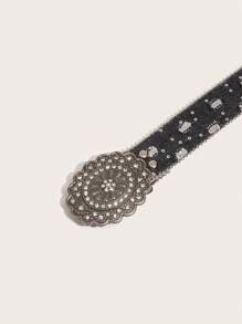 ROMWE Hippie 1 件波西米亚复古街头风格串珠腰带，时尚朋克牛仔腰带 - 黑色 - 查看 3