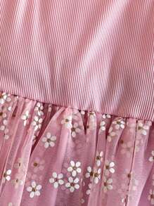 SHEIN 年轻夏季田园时尚无袖网眼连衣裙，适合家庭聚会、度假、派对和宴会 - 粉色 - 查看 6