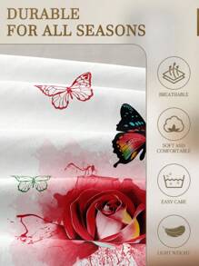 1 件灰色蝴蝶花朵图案床笠、树枝床垫保护套、情人节床垫罩、床单，柔软透气，适合所有尺寸的床 - 单人床、双人床、特大床、大号床单、深口袋床单家纺