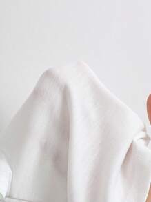 女宝宝休闲拼色领口白色针织短袖连衣裙，韩版，夏季 - 白色 - 查看 8