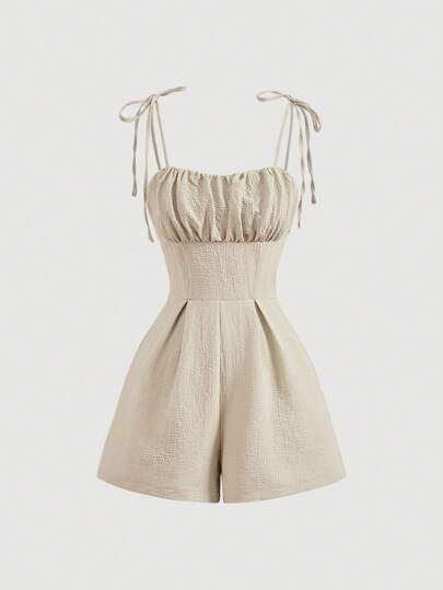 SHEIN MOD 女士纯色荷叶边吊带休闲连身裤