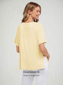 GLOWMODE Modal Oversized Everymode Tee Daily Casual  Compression Shirt - French Vanilla - View 2