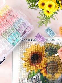 1 pieza Caja de almacenamiento transparente con múltiples rejillas, caja de almacenamiento de plástico multifuncional con mini estuches separados, solución para cuentas de pintura de diamantes DIY, encantos de arte y accesorios de joyería, ideal para manualidades DIY y almacenamiento de arte creativo - Blanco - Ver 4