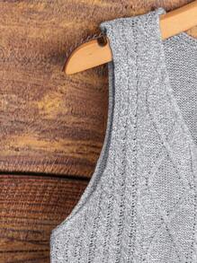 Franclia Women's Geometric Texture V-Neck Sleeveless Casual Knit Top - Grey - View 5