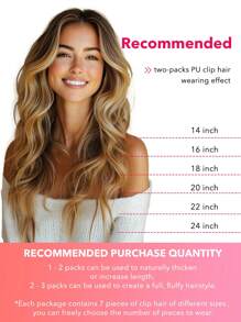 Seamless Clip Ins 7PCS Seamless PU Clip In Human Hair Extensions 100% Real Human Hair 14-22 Inch Balayage Ombre Blonde Color Skin Weft Remy Hair Extensions 110G With Clip - S1B/19/1B - View 6
