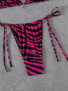 Swim Vcay Ensemble de bikini avec pendentif étoile à motif zébré, simple, et décontracté pour un usage quotidien. Parfait pour les vacances d'été à la plage.