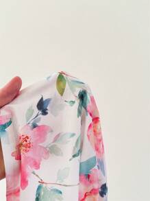 SHEIN 2pcs/Set Baby Girl Cute Floral Print Knitted Dress, Summer Clothes - Hot Pink - View 12