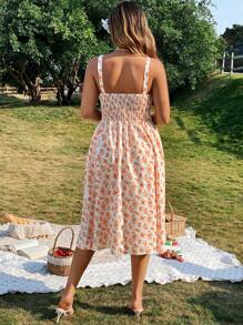 Flirla 大码女式春夏碎花撞色蕾丝吊带连衣裙