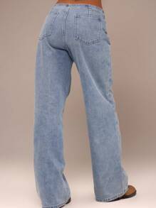 MUSERA Low Waist Wide Leg Jeans Spring Summer Cute 90's Y2k Ibiza Western Winter Nashville Everyday Winter  Chic - Light Wash - View 3