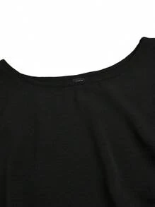 SHEIN Clasi Plus-Size Ladies' Woven Leisure Vacation Summer Two-Piece Set - Black - View 6