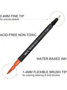 Dual Tip Brush Marker, Fine & Soft Double Tip Art Markers For Adult Kids Coloring Hand Lettering Writing Planner Journal Note Calligraphy Drawing Art Craft School Supplied Back To School - Multicolor - View 9