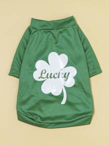 PETSIN St. Patrick's Day Cute Letter Print Casual Pet T-Shirt - Multicolor - View 5
