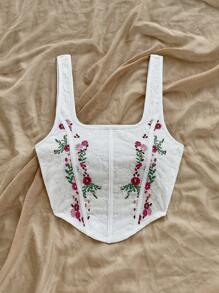 Soleia WYWH Women Herringbone Embroidered White Knit Jacquard Tank Top - Pink - View 7