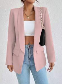 RosyDaze Casual Commuter Solid Color Shawl Collar Blazer Fall Cloth For Women - Baby Pink - View 1