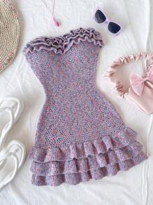 Soleia 女士简约时尚休闲日常装抹胸毛衣连衣裙