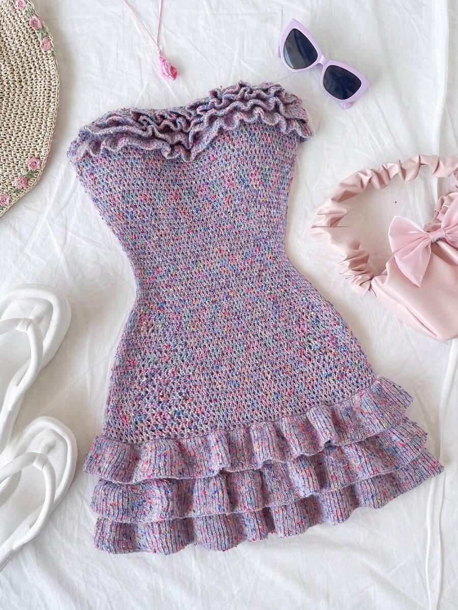 Soleia 女士简约时尚休闲日常装抹胸毛衣连衣裙