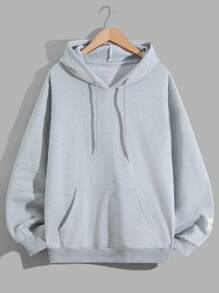 RueChic Ensemble regular de sweat-shirt à capuche et short avec détail de patchs pour hommes - Gris - Voir 6