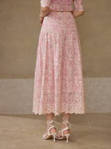 MOTF PREMIUM EMBROIDERY SCALLOP HEM SKIRT - Baby Pink - View 2