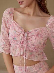 MOTF PREMIUM Top FRONCÉ AVEC CORDON DE SERRAGE - Rose pâle - Voir 4