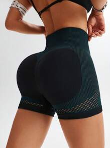 SHEIN Sport Studio Shorts esportivos sem costura cintura alta vazados shorts biker