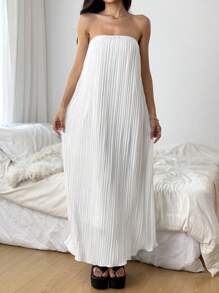 SHEIN EZwear Vestido de unicolor de longitud media, moda minimalista, uso casual y diario para mujeres