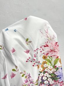 Flirla 大码女式优雅花卉印花长袖雪纺半透明衬衫，适合约会、通勤 - 彩色 - 查看 6