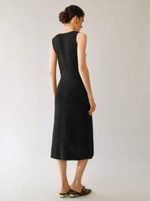 Gloray Knitted French Style Elegant Strapless Asymmetric Seamless Bodycon Dress, Suitable For Spring/Summer - Black - View 2