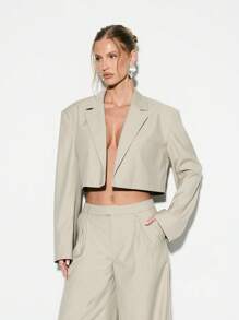 KIZN Professional Cropped Blazer Suit Jacket Office Business Wear Lightweight Short Formal Outerwear Spring Summer Workwear Elegant Structured Tailored