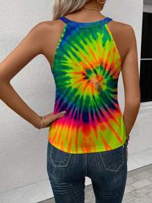 INAWLY Top de tirantes con estampado de teñido anudado para vacaciones informales