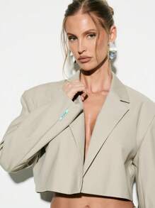 KIZN Professional Cropped Blazer Suit Jacket Office Business Wear Lightweight Short Formal Outerwear Spring Summer Workwear Elegant Structured Tailored