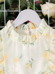 Glamorique Kids Vestido sin mangas con cintura bordado en amarillo para niña, cómodo y ligero para el verano, hermoso y lindo
