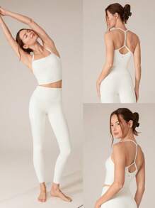 GLOWMODE FeatherFit™ T-Neck Racerback Tank Top Light Support Low Impact Yoga Studio