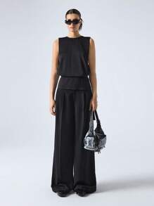 LYSMO 2025 New Arrival Avant-Garde Design Hollow Out Striped Pleated Sleeveless Top