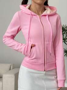 Flirla Sudadera con capucha de felpa elástica de corte ajustado y estilo vintage americano con bolsillos, para mujeres en graduación, regreso a la escuela, graduación, maestros, sudadera de regreso a la escuela para otoño