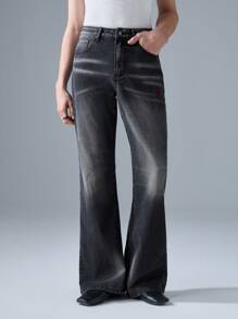 NEON BLANC Men's Street Style Embroidered Black Denim Long Pants