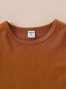 SHEIN مجموعة سترة بلا أكمام من 3 قطع للأولاد، تصميم متعدد الاستخدامات بخطوط الخاكي والكراميل الأحادي واللوحات المطرزة بنموذج الفانوس، مثالية لخزانة ملابس الأولاد في الربيع/الصيف