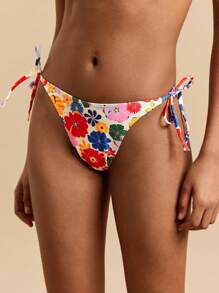 Travachic Bottom de bikini estampada con anudado, casual y de moda para uso diario