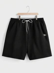 Manfinity VCAY 大码男士宽松黑色针织 T 恤和短裤套装 - 黑色 - 查看 5