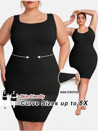 SHEIN CURVE+ Plus Size Seamless Shapewear Slip Body Shaper Byst & rumpa Lifter-buk Midja Lårkontroll, Alla hjärtans dag, Ros, Hjärta, Polka Dot, Kärlek, Läpp, Amor, 3D-blomma