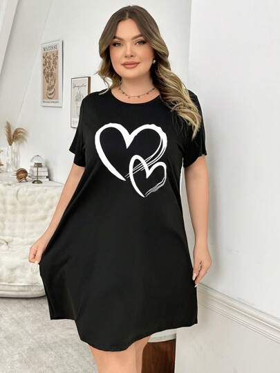 Soft, Skin Friendly Heart Graphic Print Nightgown view 6