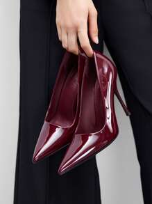 CUCCOO BIZCHIC 女士纯色尖头简约高跟鞋，日常休闲穿着 - 酒紅色 - 查看 2
