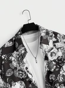 Manfinity VCAY Plus Size Men Street Wear Loose Short Sleeve Woven Shirt - Multicolor - View 3