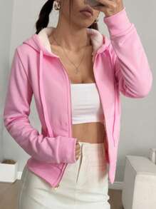 Flirla Sudadera con capucha de felpa elástica de corte ajustado y estilo vintage americano con bolsillos, para mujeres en graduación, regreso a la escuela, graduación, maestros, sudadera de regreso a la escuela para otoño