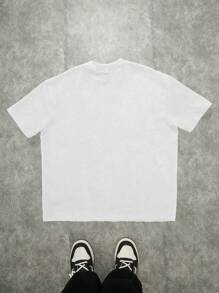 SHEIN Teen Boy Cartoon Portrait Pattern Short Sleeve T-Shirt, Casual For Summer - White - View 2