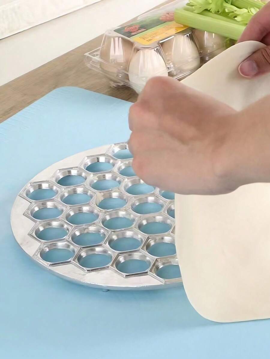 1pc Aluminum Alloy Dumpling Mold, 37 Holes, Slouchy Dumpling Maker - Silver - View 1