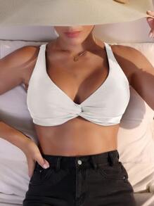 Swim Vcay Simple Solid Color Casual Daily Wear Swimwear Top For Summer Beach Vacation