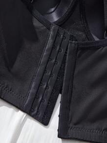 Bralette casual de talla grande, de unicolor, con parches de encaje y tirantes de espagueti