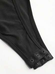 SHEIN LUNE Bộ đồ liền thân hở vai lưới đính hạt cỡ lớn - màu đen - Xem 4