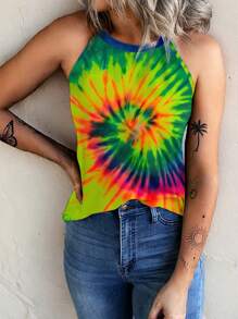 INAWLY Top de tirantes con estampado de teñido anudado para vacaciones informales